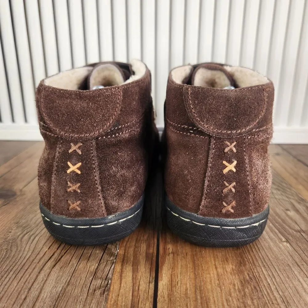 Jeffrey Fitzhugh Ankle Boots Mens 11.5 Brown Suede Moc Toe Faux Fur Lined Casual